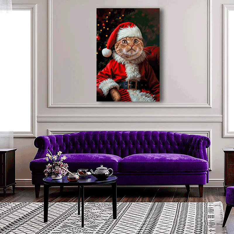 Santa Pet Christmas Portrait – Festive Custom Pet Art